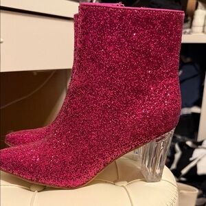 Glittery Pink Ankle Boots